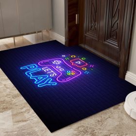 1pc Neon Video Game Floor Mat; Large Game Area Rug; Gamer Carpet; Game Printed Living Room Mat Bedroom Mat