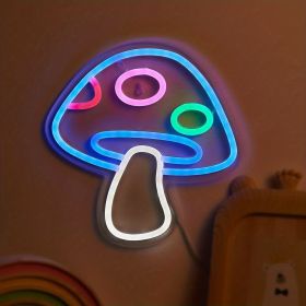 1pc LED Neon Mushroom Cute Neon Sign, USB Powered Neon Signs Night Light, 3D Wall Art