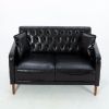 Black PU Leather Sponge Sofa, ,Removable Wooden Feet ,Tufted Buttons