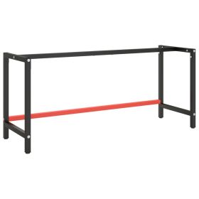 Work Bench Frame Matte Black and Matte Red 70.9"x22.4"x31.1" Metal