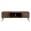 Clive 60 Inch Reclaimed Wood Rectangle Farmhouse TV Stand Media Console; 2 Doors; Iron Legs; Natural Brown