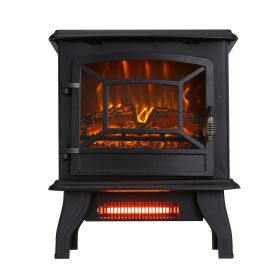 Indoor 17 Inch 1400W Compact Freestanding Portable Electric Fireplace Stove Heater with Realistic 3D Flame Effect