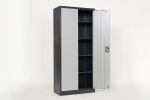 Metal Storage Cabinet with 2 Doors and 4 Shelves; Lockable Steel Storage Cabinet for Office; Garage; Warehouse; (Grey)