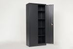 Metal Storage Cabinet with 2 Doors and 4 Shelves; Lockable Steel Storage Cabinet for Office; Garage; Warehouse; (Black)