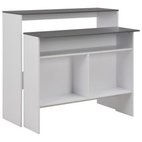 Bar Table with 2 Table Tops White and Gray 51.2"x15.7"x47.2"