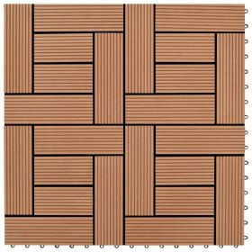 Brown 11 pcs 11.8"x11.8" Decking Tiles WPC 11 ftÂ²