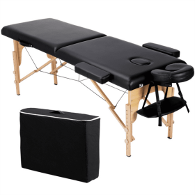 84'' 2 Sections Adjustable Folding Massage Bed, Black