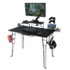 Original Gaming Desk with 32" Monitor Stand, Charging Station and Gaming Storage, Black Carbon Fiber