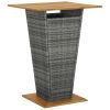 Bar Table Gray 31.5"x31.5"x43.3" Poly Rattan and Solid Acacia Wood