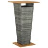 Bar Table Gray 23.6"x23.6"x43.3" Poly Rattan and Solid Acacia Wood