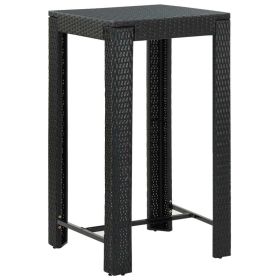 Patio Bar Table Black 23.8"x23.8"x43.5" Poly Rattan