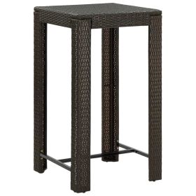 Patio Bar Table Brown 23.8"x23.8"x43.5" Poly Rattan