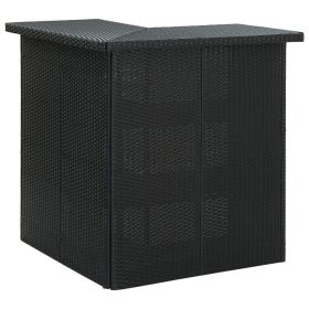 Corner Bar Table Black 39.4"x19.7"x41.3" Poly Rattan