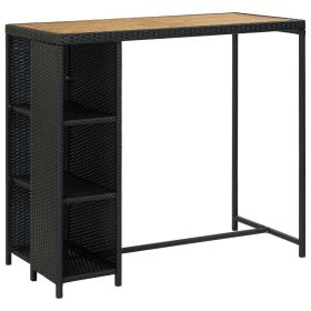 Bar Table with Storage Rack Black 47.2"x23.6"x43.3" Poly Rattan