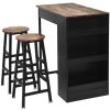 3 Pieces Bar Table Set with Storage