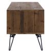 Clive 60 Inch Reclaimed Wood Rectangle Farmhouse TV Stand Media Console; 2 Doors; Iron Legs; Natural Brown