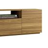 71 Inch Handcrafted Wood TV Media Entertainment Console; Wood Grain; 2 Cabinets; Single Shelf; Walnut Brown