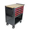 4 DRAWERS MULTIFUNCTIONAL TOOL CART WITH TOOL SET AND WOODEN TOP