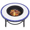 Mosaic Fire Pit Blue and White 26.8" Ceramic