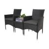 Outdoor Patio Furniture Set 3 Pieces Grey Sectional Sofa Sets PE Rattan Patio Conversation Set with Coffee Tables