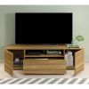 71 Inch Handcrafted Wood TV Media Entertainment Console; Wood Grain; 2 Cabinets; Single Shelf; Walnut Brown