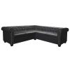 Chesterfield Corner Sofa 5-Seater Black Faux Leather