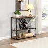 Industrial Wine Rack Table with Glass Holder, Wine Bar Cabinet with Storage