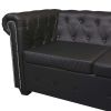 Chesterfield Corner Sofa 5-Seater Black Faux Leather