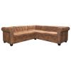 Chesterfield Corner Sofa 5-Seater Brown Faux Leather