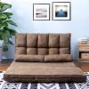 Double Chaise Lounge Sofa Floor Couch and Sofa with Two Pillows (Brown)