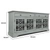 Koi 70 Inch Acacia Wood TV Media Entertainment Center Console; 4 Glass Doors; Crossed Wood Design; Dove Gray