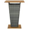 Bar Table Gray 31.5"x31.5"x43.3" Poly Rattan and Solid Acacia Wood