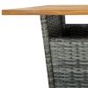 Bar Table Gray 23.6"x23.6"x43.3" Poly Rattan and Solid Acacia Wood