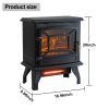 Indoor 17 Inch 1400W Compact Freestanding Portable Electric Fireplace Stove Heater with Realistic 3D Flame Effect