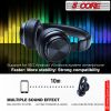 Bluetooth Wireless 5.0 USB Over Head Ear Stereo Headphone Noise Cancelling Headset Mic Gaming 5 Core Ratings (Black)