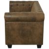 Chesterfield Sofa 2-Seater Brown Faux Leather