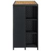 Bar Table with Storage Rack Black 47.2"x23.6"x43.3" Poly Rattan