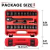 23 Pieces 12 Impact Socket Sets, Drive MetricSAE Set Mechanic Tool Set, with 72