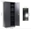 Metal Storage Cabinet with 2 Doors and 4 Shelves; Lockable Steel Storage Cabinet for Office; Garage; Warehouse; (Grey)