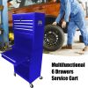 High Capacity Rolling Tool Chest with Wheels and Drawers; 6-Drawer Tool Storage Cabinet--BLUE