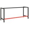 Work Bench Frame Matte Black and Matte Red 70.9"x22.4"x31.1" Metal