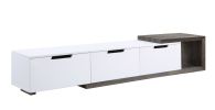 Orion TV Stand; White High Gloss & Rustic Oak 91680