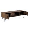 Clive 60 Inch Reclaimed Wood Rectangle Farmhouse TV Stand Media Console; 2 Doors; Iron Legs; Natural Brown