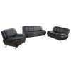 Black Faux leather Loveseat Living Room Sofa