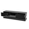 51.18inch Black morden TV Stand with LED Lights; high glossy front TV Cabinet; can be assembled in Lounge Room; Living Room or Bedroom; color:BLACK