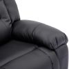 Home Theater Seating Manual Recliner with Center Console; PU Leather Reclining Sofa for Living Room; Black