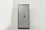 Metal Storage Cabinet with 2 Doors and 4 Shelves; Lockable Steel Storage Cabinet for Office; Garage; Warehouse; (Grey)