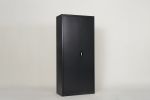 Metal Storage Cabinet with 2 Doors and 4 Shelves; Lockable Steel Storage Cabinet for Office; Garage; Warehouse; (Black)