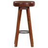 Bar Chairs 2 pcs Real Leather and Solid Acacia Wood