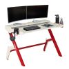 Techni Sport Ergonomic Computer Gaming Desk Workstation with Cupholder &amp; Headphone Hook; Red